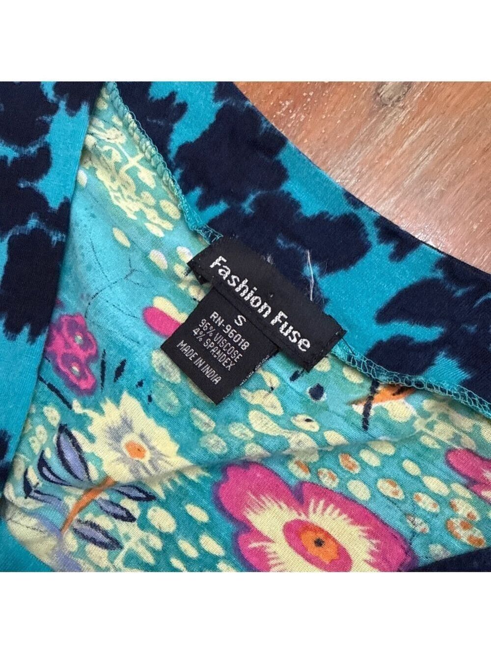 Fashion Fuse Teal Pink Floral Patchwork Dress Small - Picture 7 of 11
